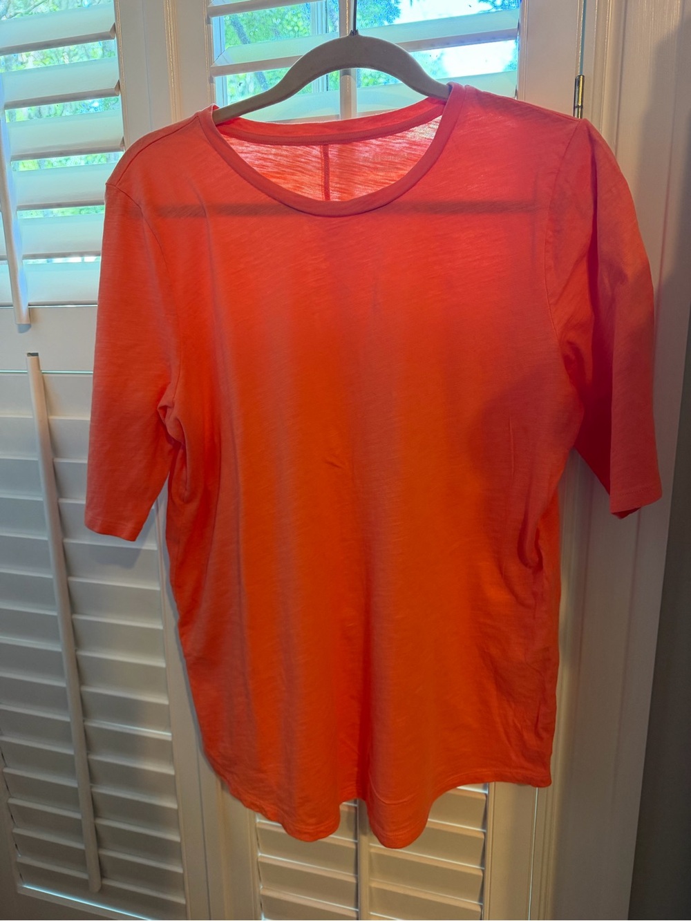 Eileen Fisher Bright Orange Crew Neck Short Sleeve Tee